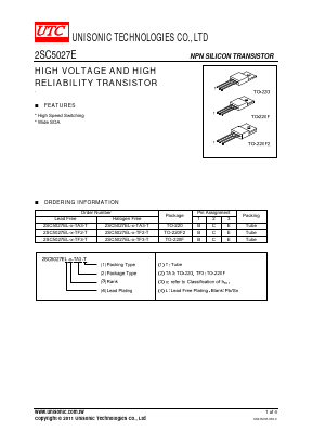 2SC5027E-X-TF2-T Datasheet PDF Unisonic Technologies