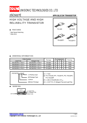 2SC5027EL-X-TF3-T Datasheet PDF Unisonic Technologies