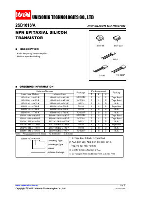 2SD1616AG-X-G03-K Datasheet PDF Unisonic Technologies