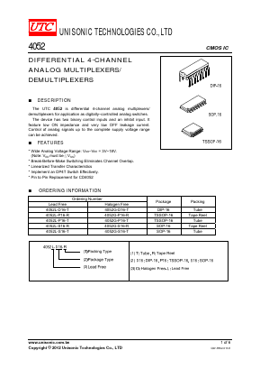 4052G-P16-R Datasheet PDF Unisonic Technologies