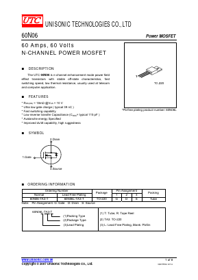 60N06L-TA3-R Datasheet PDF Unisonic Technologies