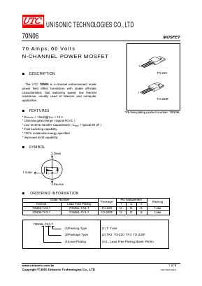 70N06-TA3-T Datasheet PDF Unisonic Technologies