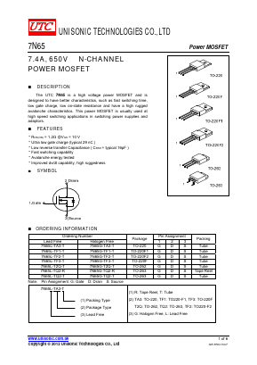 7N65G-TF2-T Datasheet PDF Unisonic Technologies