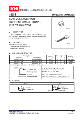 8550SG-X-AE3-R Datasheet PDF Unisonic Technologies