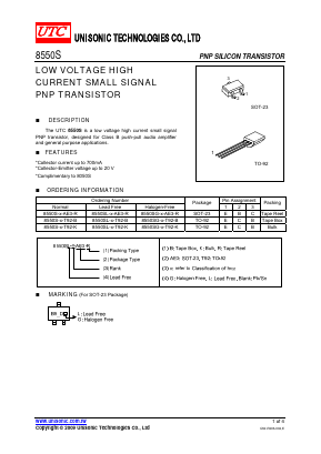 8550S-E-T92-R Datasheet PDF Unisonic Technologies