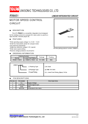 AN6651 Datasheet PDF Unisonic Technologies
