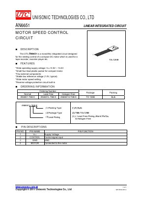 AN6651L-T6B-K Datasheet PDF Unisonic Technologies