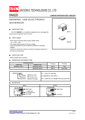BA6220G Datasheet PDF Unisonic Technologies