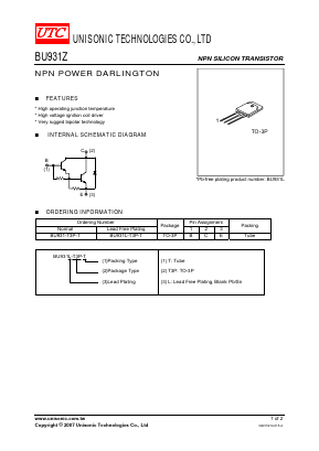 BU931-T3P-T Datasheet PDF Unisonic Technologies