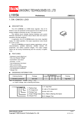 L11815AG-XX-AA3-D-R Datasheet PDF Unisonic Technologies