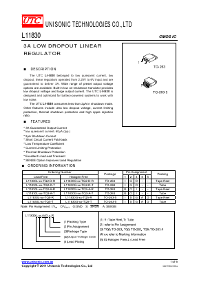 L11830L-XX-TQ3-A-T Datasheet PDF Unisonic Technologies