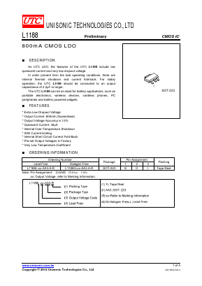 L1188L-XX-AA3-A-R Datasheet PDF Unisonic Technologies