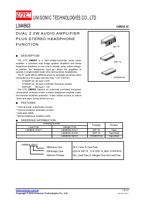 LM4863G-D16-T Datasheet PDF Unisonic Technologies