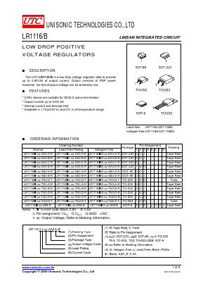 LR1116-XX-AA3-A-R Datasheet PDF Unisonic Technologies