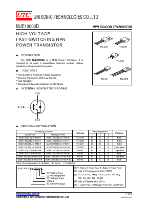 MJE13003DL-X-T92-A-K Datasheet PDF Unisonic Technologies