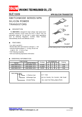 MJE13009L-TA3-T Datasheet PDF Unisonic Technologies