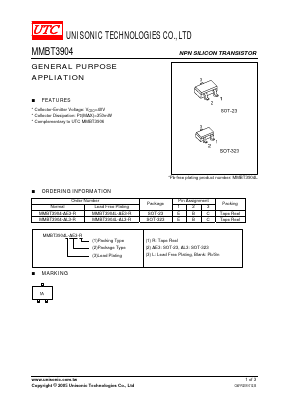 MMBT3904-AL3-R Datasheet PDF Unisonic Technologies