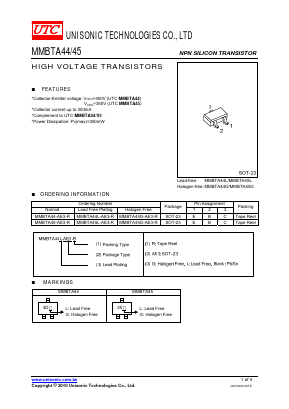 MMBTA45-AE3-R Datasheet PDF Unisonic Technologies
