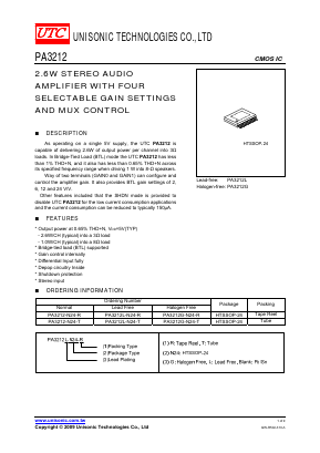 PA3212 Datasheet PDF Unisonic Technologies