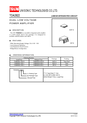 TDA2822L-S08-T Datasheet PDF Unisonic Technologies