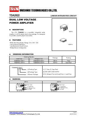 TDA2822G-D08-R Datasheet PDF Unisonic Technologies