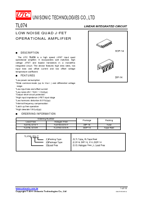 TL074 Datasheet PDF Unisonic Technologies