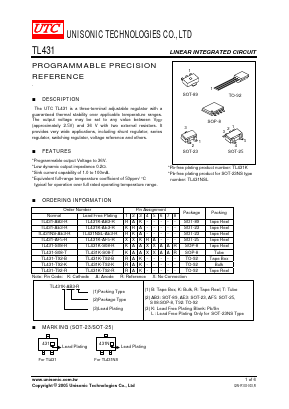 TL431K-AE3-T Datasheet PDF Unisonic Technologies