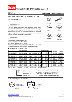 TL431LK-SM1-T Datasheet PDF Unisonic Technologies