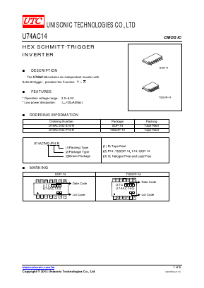 U74AC14G-S14-R Datasheet PDF Unisonic Technologies