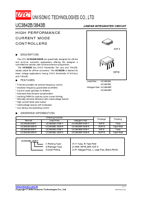 UC3842BL-S08-R Datasheet PDF Unisonic Technologies