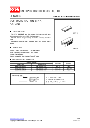 ULN2003L-D16-T Datasheet PDF Unisonic Technologies