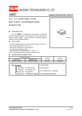 UM607XL-AG6-R Datasheet PDF Unisonic Technologies