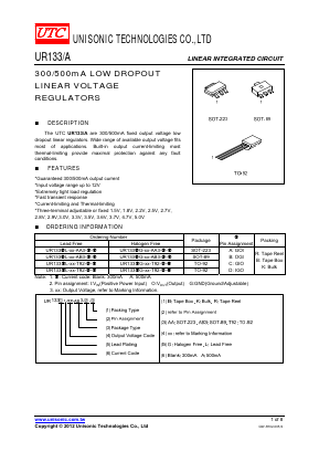 UR133AG-30-T92-D-B Datasheet PDF Unisonic Technologies