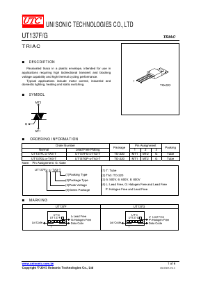 UT137FG-X-TA3-T Datasheet PDF Unisonic Technologies