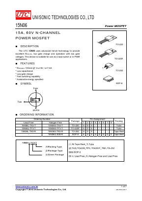15N06L-TA3-T Datasheet PDF Unisonic Technologies