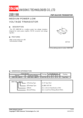 2SB1188L-P-AB3-R Datasheet PDF Unisonic Technologies