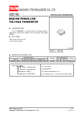 2SB1188G-Q-AB3-R Datasheet PDF Unisonic Technologies