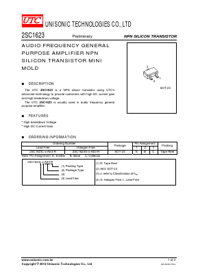 2SC1623G-XX-AE3-R Datasheet PDF Unisonic Technologies