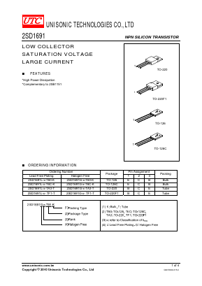 2SD1691L-Y-TF1-T Datasheet PDF Unisonic Technologies