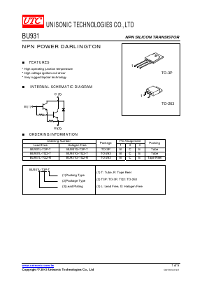 BU931L-T3P-R Datasheet PDF Unisonic Technologies