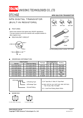 DTC143Z-T9S-K Datasheet PDF Unisonic Technologies