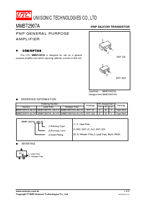 MMBT2907AL Datasheet PDF Unisonic Technologies