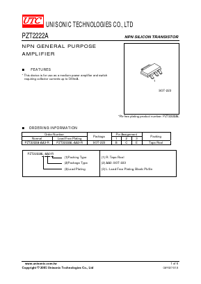 PZT2222AL Datasheet PDF Unisonic Technologies