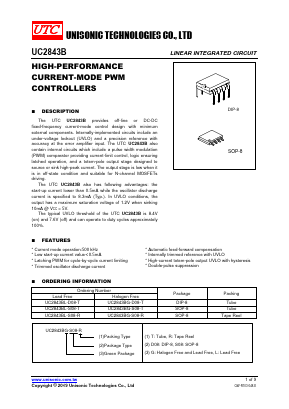 UC2843BG-S08-R Datasheet PDF Unisonic Technologies