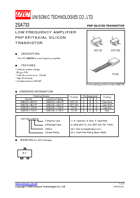 2SA733_08 Datasheet PDF Unisonic Technologies