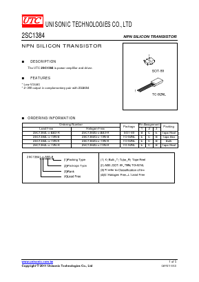 2SC1384G-R-T9N-T Datasheet PDF Unisonic Technologies