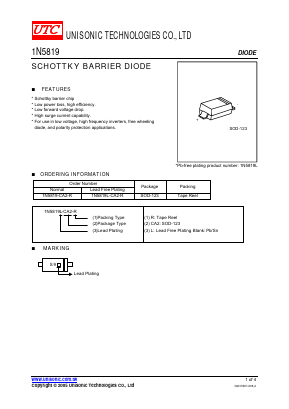 1N5819 Datasheet PDF Unisonic Technologies
