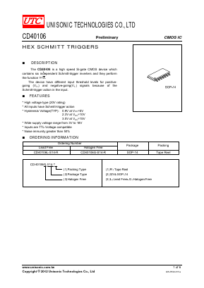 CD40106L-S14-R Datasheet PDF Unisonic Technologies