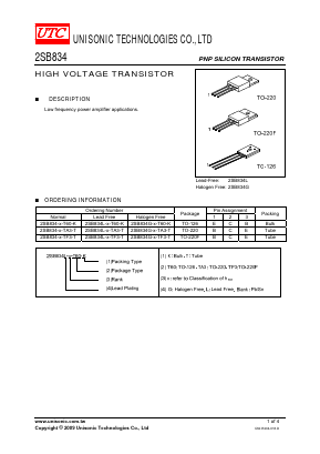 2SB834L-Y-TF3-K Datasheet PDF Unisonic Technologies