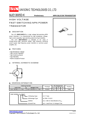 MJE13005D-K Datasheet PDF Unisonic Technologies